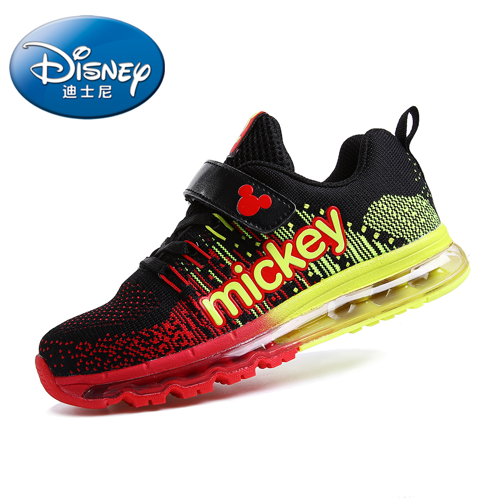 迪士尼（disney)2016春季新款男童运动鞋全掌型气垫飞线跑步鞋