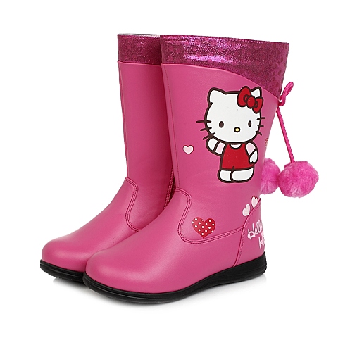 HELLO KITTY/凯蒂猫童鞋冬季PU桃红女小童童靴时装靴DI3253