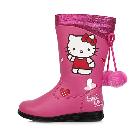 HELLO KITTY/凯蒂猫童鞋冬季PU桃红女小童童靴时装靴DI3253