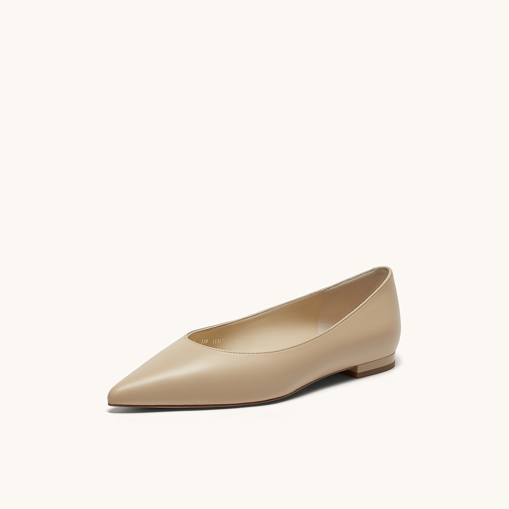 HGK25春季简约舒适尖头平根百搭通勤浅口单鞋女WAT01AQ5