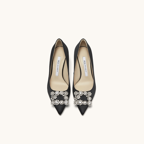 HGK时尚耀星花苞尖头浅口缎面闪钻细跟高跟鞋女鞋WTA01AQ5