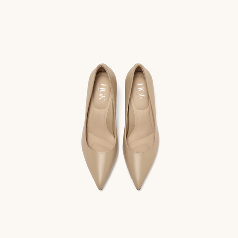 HGK小蹦床尖头浅口真皮舒适通勤不累脚高跟鞋女鞋WAK01AQ5