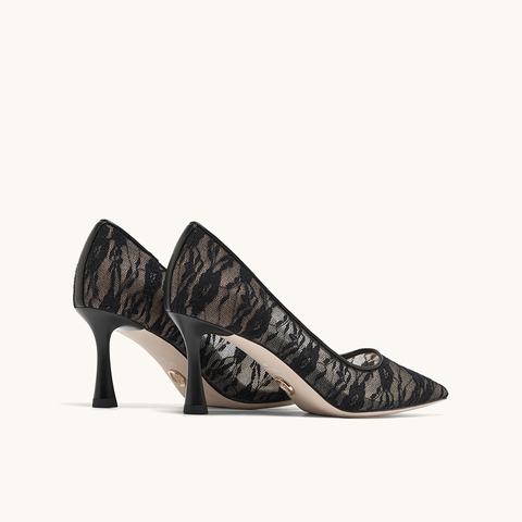 HGK花影小蹦床法式尖头蕾丝浅口高跟鞋女鞋WAK04AQ5