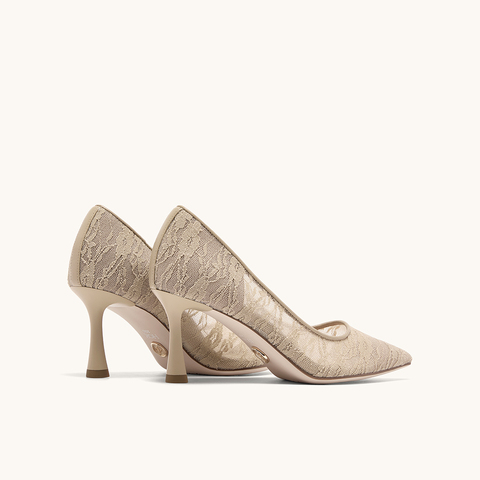 HGK花影小蹦床法式尖头蕾丝浅口高跟鞋女鞋WAK04AQ5