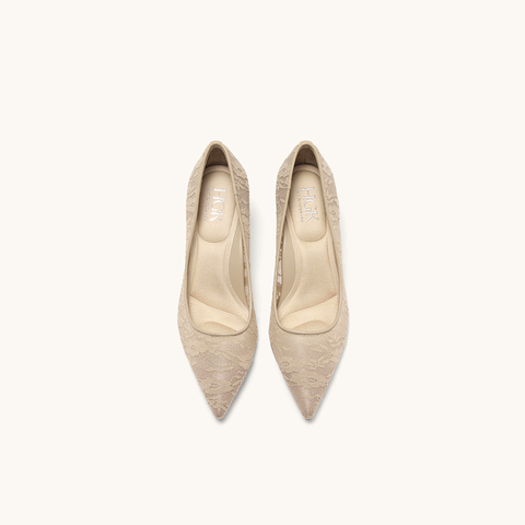 HGK花影小蹦床法式尖头蕾丝浅口高跟鞋女鞋WAK04AQ5