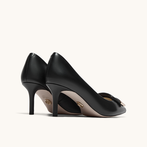 HGK一字小金条时尚通勤尖头细跟浅口中高跟女单鞋WTH01AQ5