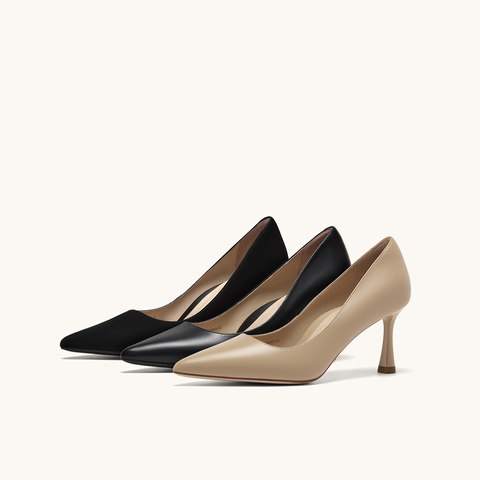 HGK小蹦床尖头浅口真皮舒适通勤不累脚高跟鞋女鞋WAK01AQ5