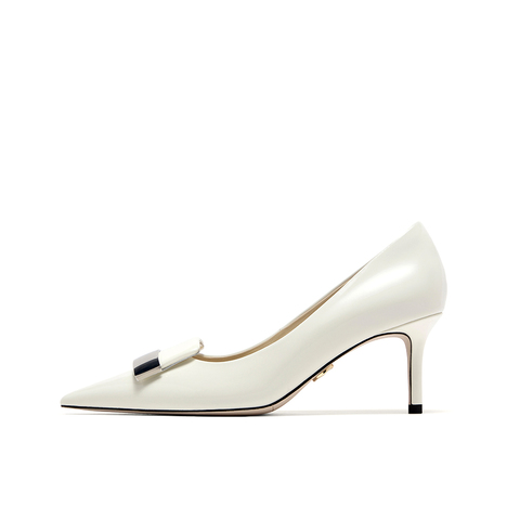 HGK一字小金条时尚通勤尖头细跟浅口中高跟女单鞋WTH01AQ5