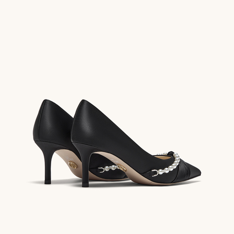 HGK永结同心气质淑女珍珠浪漫浅口舒适高跟女单鞋婚鞋WTH02CQ5