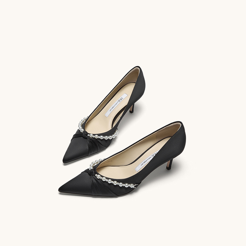 HGK永结同心气质淑女珍珠浪漫浅口舒适高跟女单鞋婚鞋WTH02CQ5