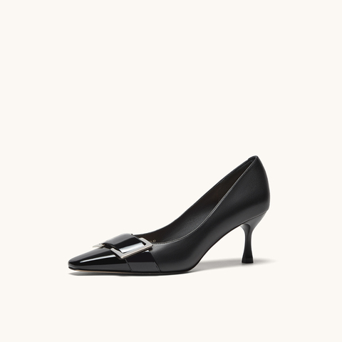 HGK25年秋季摩登交响方头浅口高跟时尚真皮单鞋WTK01CQ5