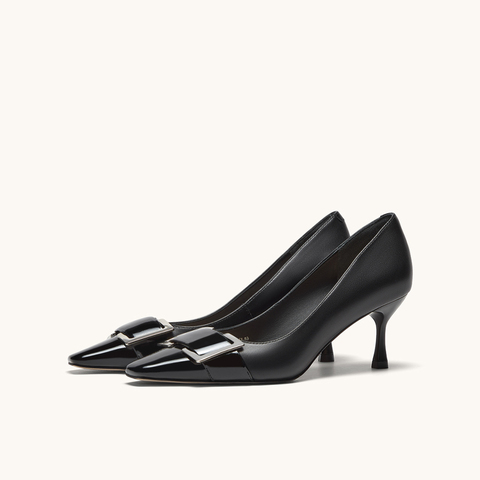 HGK25年秋季摩登交响方头浅口高跟时尚真皮单鞋WTK01CQ5