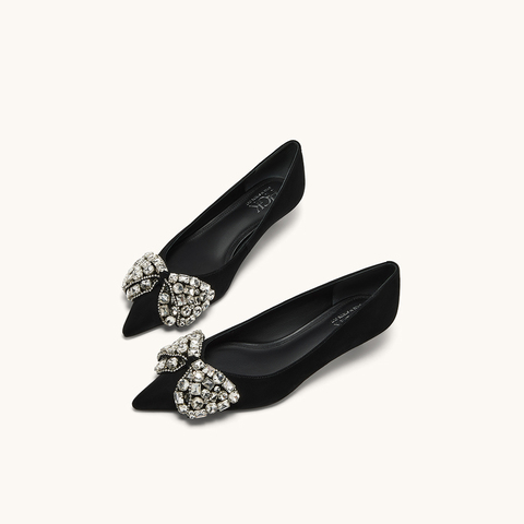 HGK云上蝶25年重工水钻蝴蝶结通勤约会小猫跟优雅女单鞋WAI03CQ5