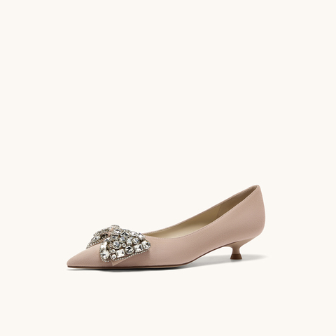 HGK云上蝶25年重工水钻蝴蝶结通勤约会小猫跟优雅女单鞋WAI03CQ5