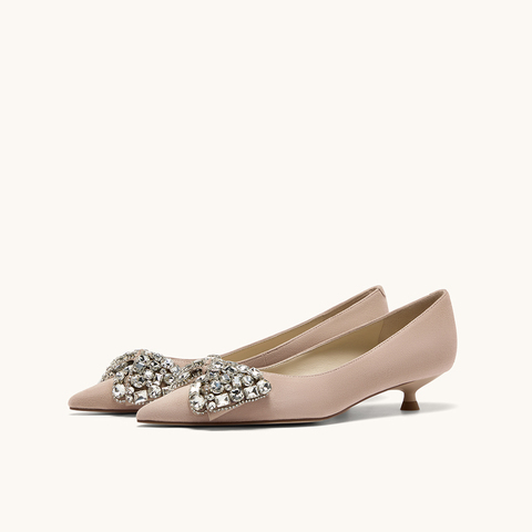 HGK云上蝶25年重工水钻蝴蝶结通勤约会小猫跟优雅女单鞋WAI03CQ5