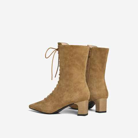 HGK25冬季城市牧歌时尚羊绒皮革女靴WPC31DZ5