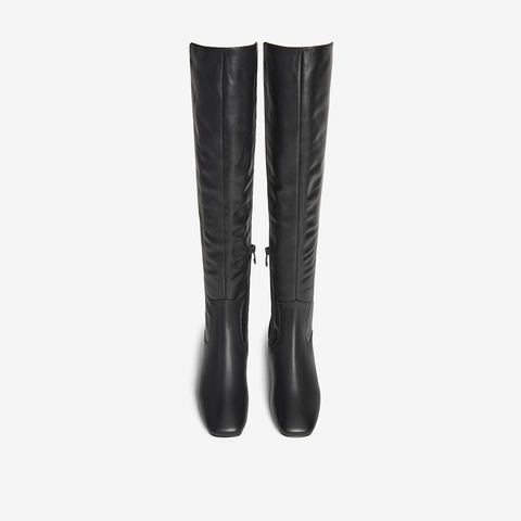 HGK25冬曜夜骑士粗跟牛皮长靴WPF60DC5