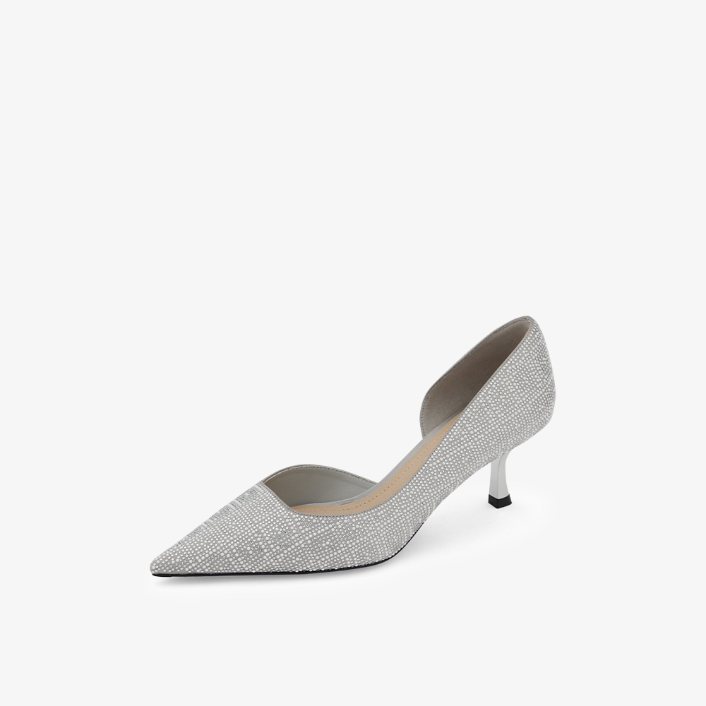 73hours女鞋亿点闪耀2024春季新品纯色尖头细跟浅口单鞋