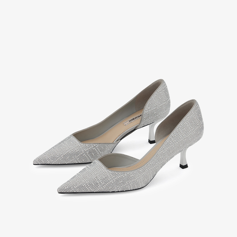 73hours女鞋亿点闪耀2024春季新品纯色尖头细跟浅口单鞋