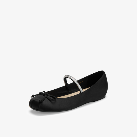 73hours女鞋轻盈舞步2024春季新品平底纯色方头单鞋