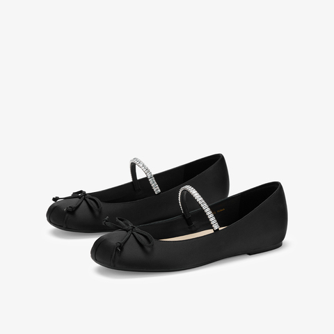 73hours女鞋轻盈舞步2024春季新品平底纯色方头单鞋