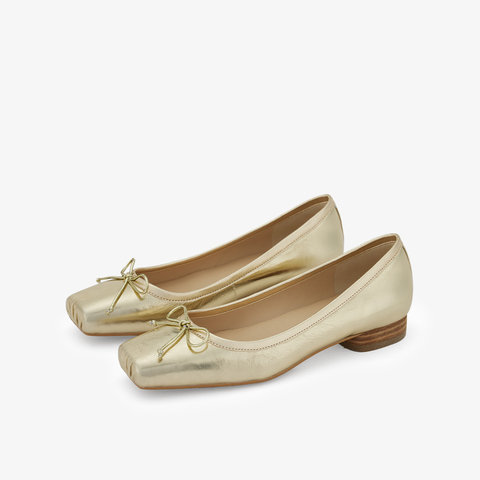 73hours女鞋踮起脚尖2024春季新品方头平底纯色浅口单鞋