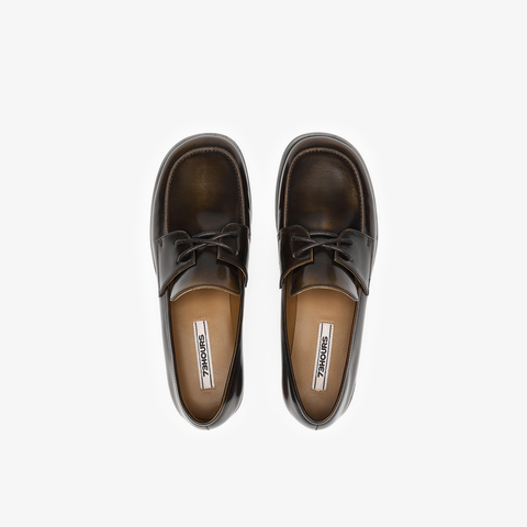 73hours女鞋追落日2024秋季新品纯色圆头平底乐福鞋