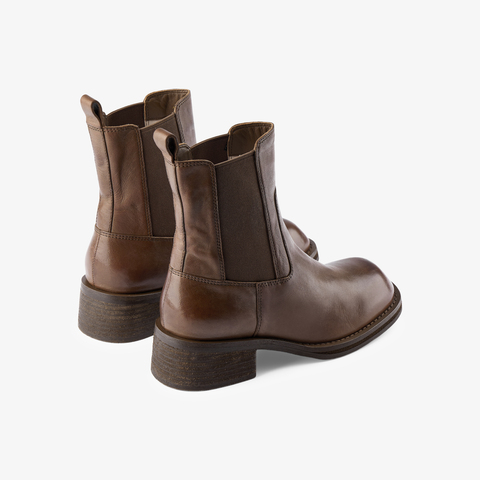 73hours女鞋熔岩可可2024冬季新品圆头方跟纯色短靴切尔西靴