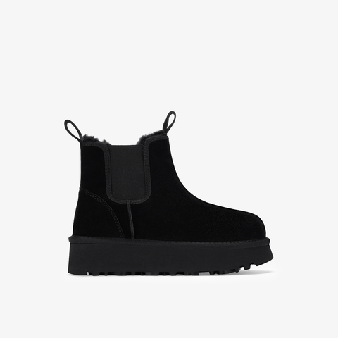 73hours女鞋温暖壁炉2024冬季新品纯色圆头平底雪地靴