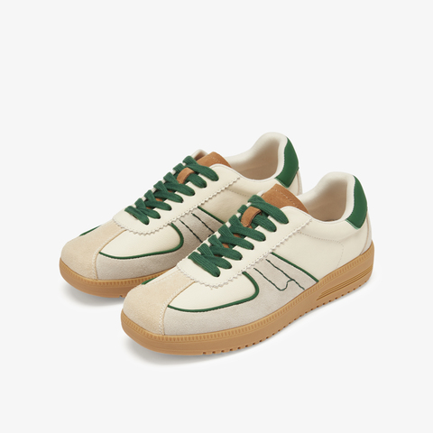 73hours女鞋清新柑橘2025春季新品系带平底圆头德训鞋