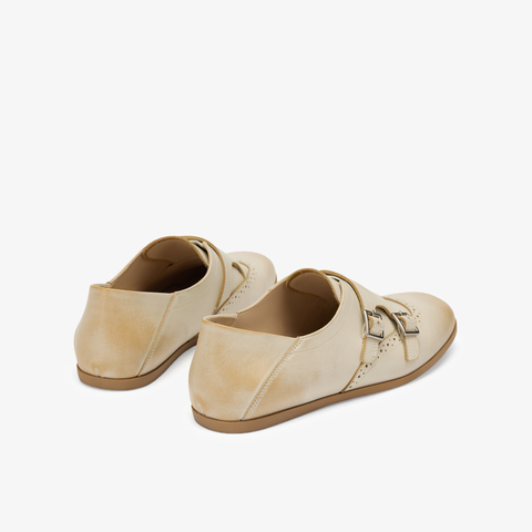 73hours女鞋伯爵可可2025春季新品平底圆头纯色孟克鞋