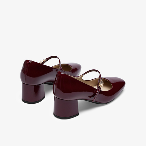 73hours女鞋Jane2025春季新品方跟纯色圆头玛丽珍鞋