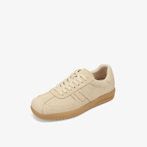 73hours女鞋清新柑橘2025春季新品系带平底圆头德训鞋