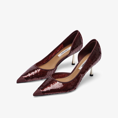 73hours女鞋日落玫瑰2025春季新品尖头细跟纯色高跟单鞋