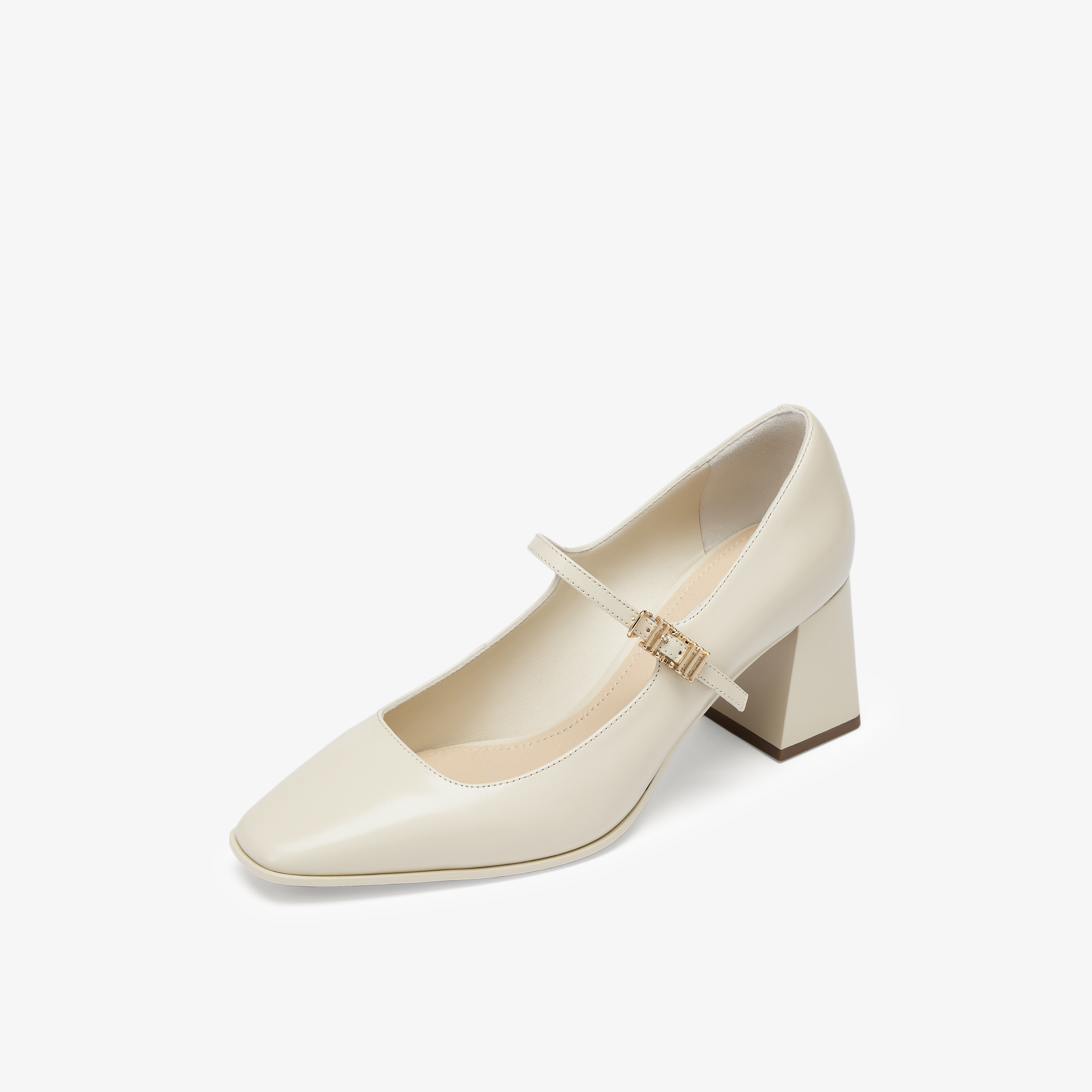 73hours女鞋Marie2025春季新品方头纯色方跟玛丽珍鞋