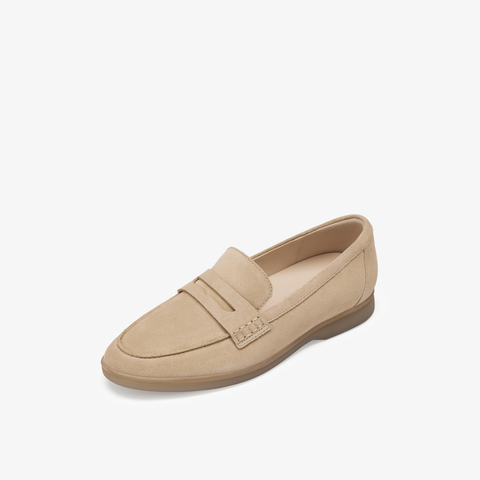 73hours女鞋降噪模式2025春季新品纯色平底尖头乐福鞋