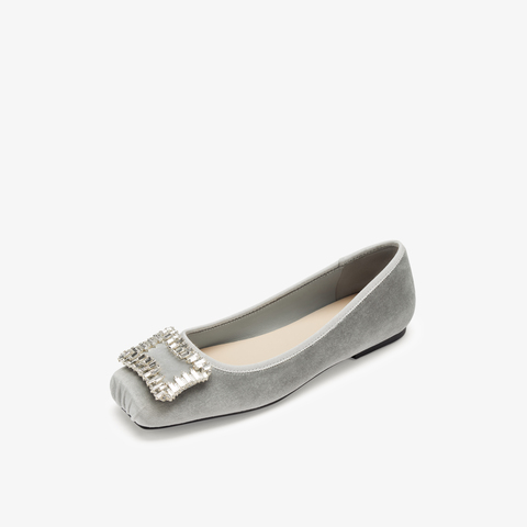 73hours女鞋挚爱流光2025春季新品饰扣平底纯色浅口单鞋