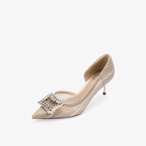 73hours女鞋主角光环2025春季新品尖头细跟纯色高跟单鞋