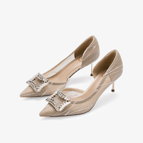 73hours女鞋主角光环2025春季新品尖头细跟纯色高跟单鞋