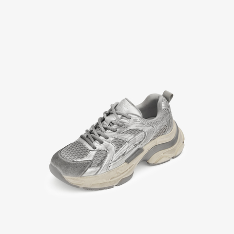 73hours女鞋银色星河系带纯色圆头休闲鞋