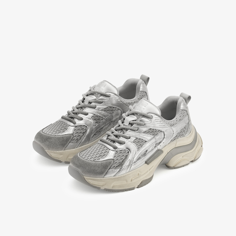 73hours女鞋银色星河系带纯色圆头休闲鞋