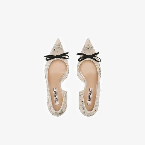 73hours女鞋柔和时光高跟2025春季新品平底尖头刺绣浅口单鞋