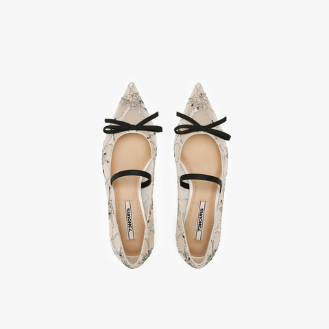 73hours女鞋柔和时光2025春季新品平底尖头刺绣浅口单鞋