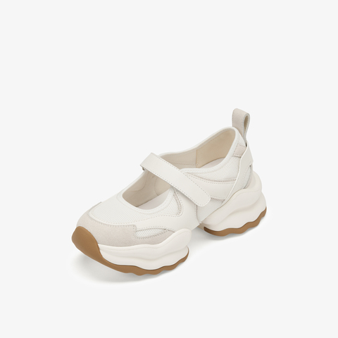 73hours女鞋椰椰奶冻2025春季新品厚底拼接纯色圆头老爹鞋