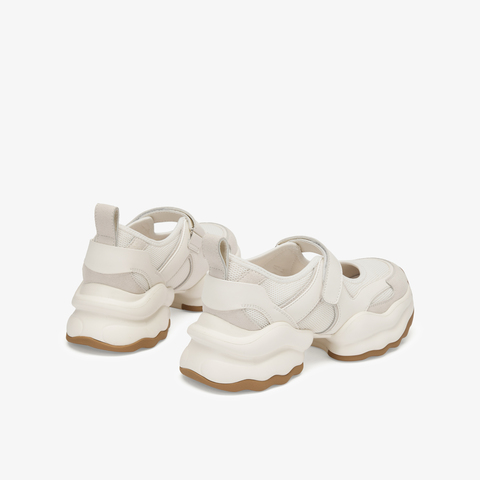 73hours女鞋椰椰奶冻2025春季新品厚底拼接纯色圆头老爹鞋