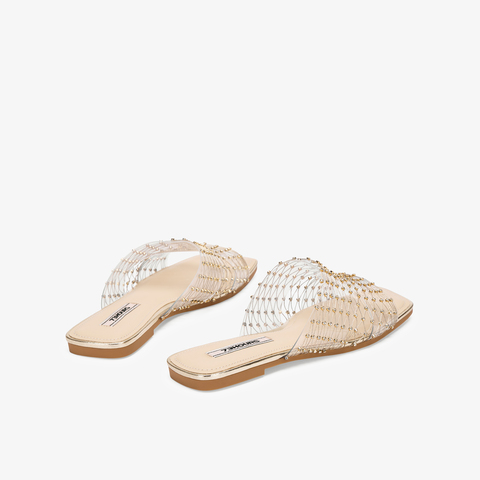 73hours女鞋揉碎银河平跟2025夏季新品方头纯色平底一字拖