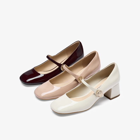 73hours女鞋午后甜茶2025秋季新款时尚粗跟单鞋气质法式玛丽珍鞋