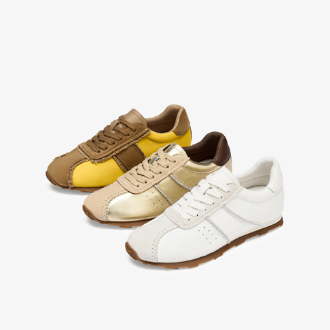 73hours女鞋自由时刻2025秋季新品平底系带拼色德训鞋