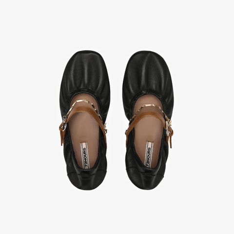 73hours女鞋Opera2025秋季新品平底纯色圆头芭蕾鞋