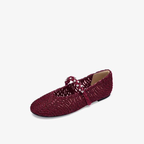 73hours女鞋转角巴黎2025秋季新品编织镂空鞋面平底纯色玛丽珍鞋